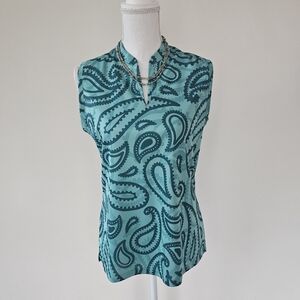 Nike Teal Paisley Dri Fit Sleeveless Top Medium